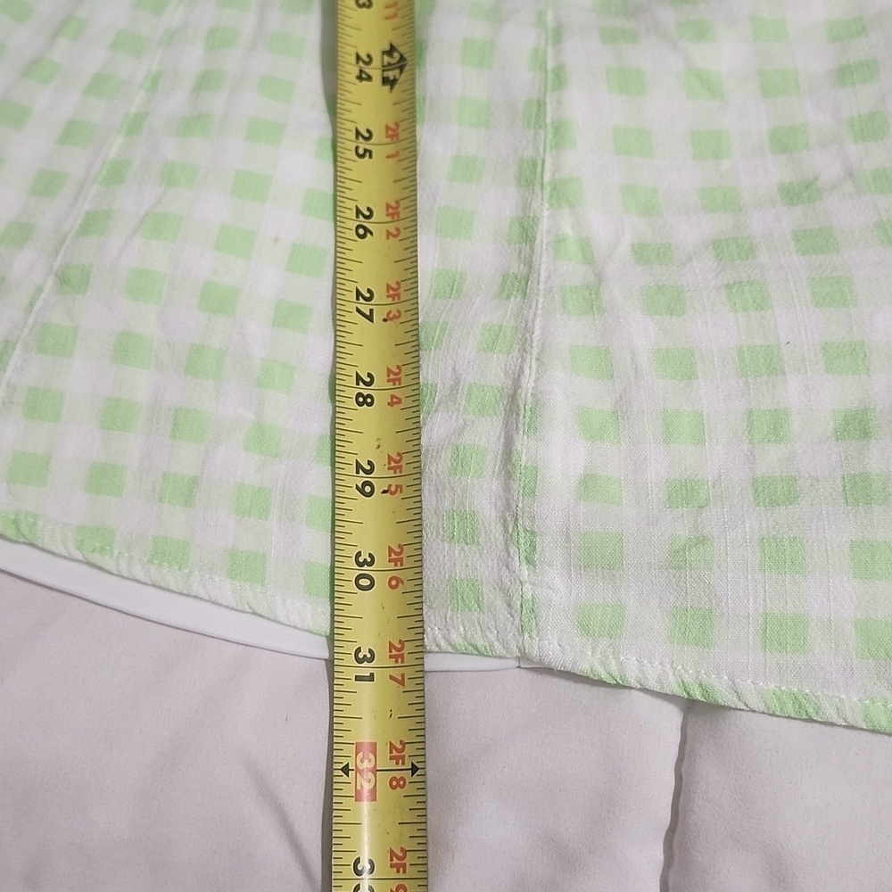 NWOT Torrid Fit and Flare Rayon Slub Button Up 3/4 Sleeve Green Gingham 3X - Picture 9 of 12